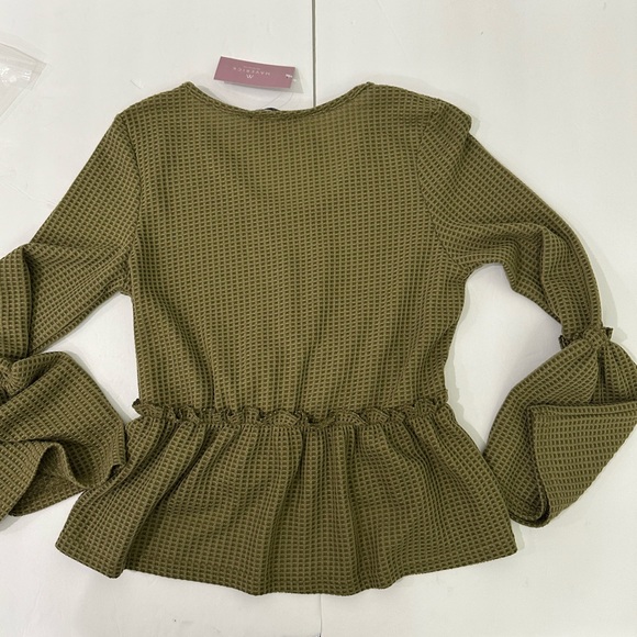 Maverick the collection Waffle Knit Shirts Long Sleeve Peplum Ruffled size XS - Picture 10 of 12